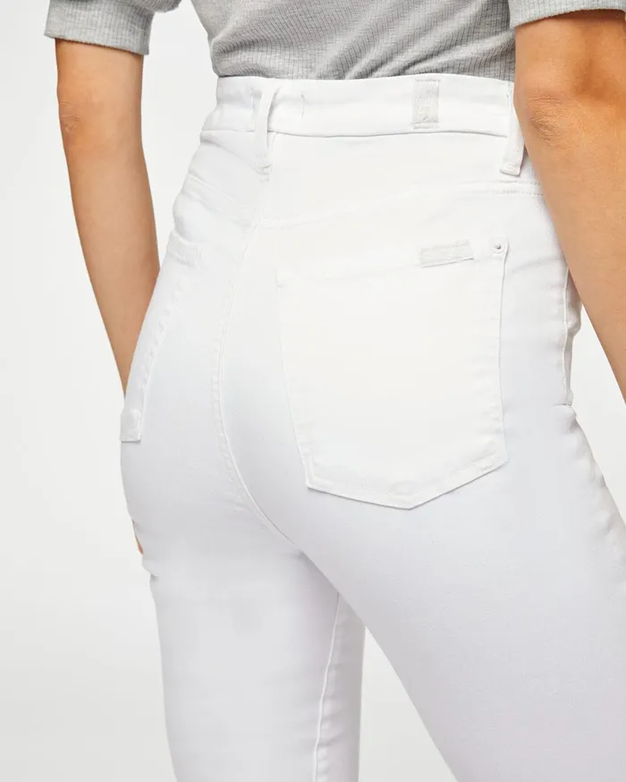 Women 7 For All Mankind Full Length Slim Illusion Aubrey In Clean White