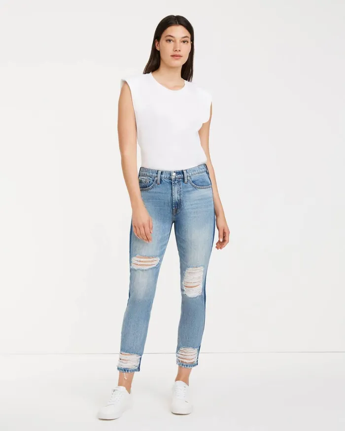 Women 7 For All Mankind High Waist 5050 Straight With Destroy In Seward
