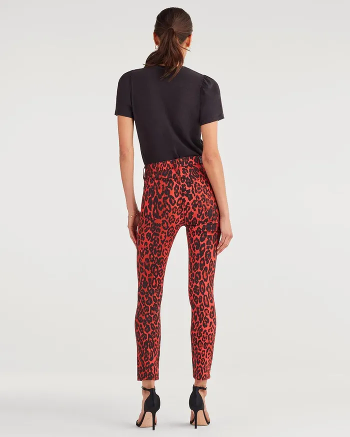 Women 7 For All Mankind High Waist High Waist Ankle Skinny In Red Cheetah