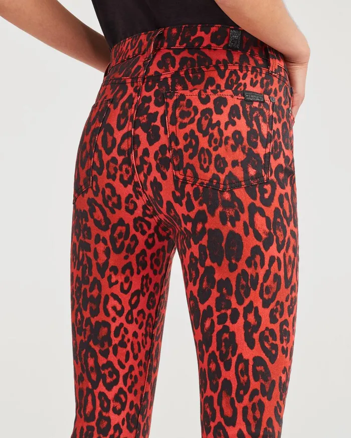 Women 7 For All Mankind High Waist High Waist Ankle Skinny In Red Cheetah