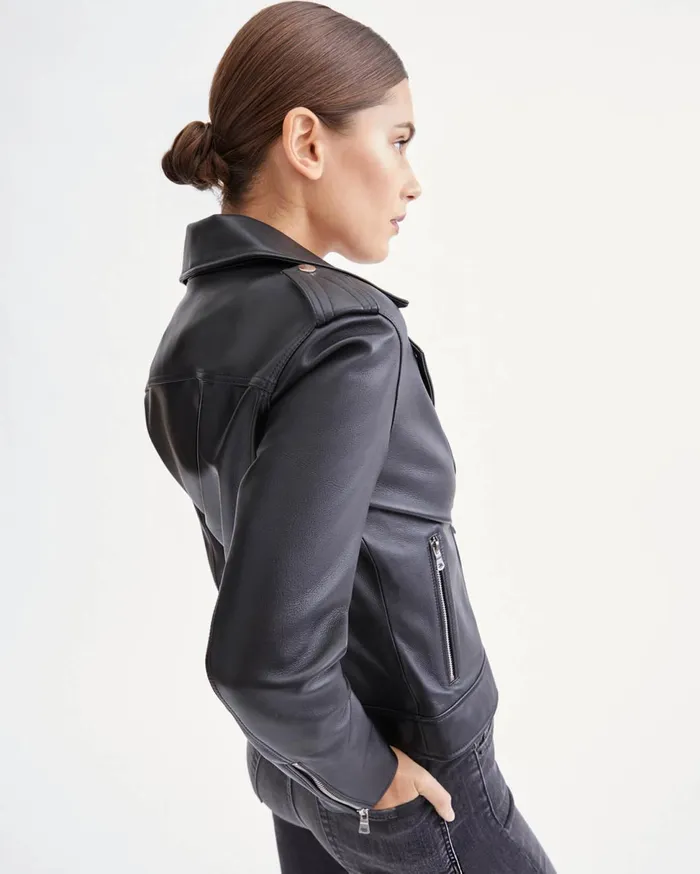 Women 7 For All Mankind Jackets 038 Coats 7 Zipper Moto Jacket