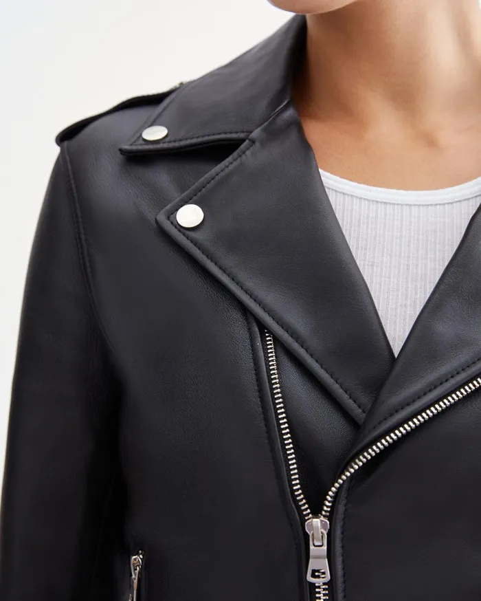 Women 7 For All Mankind Jackets 038 Coats 7 Zipper Moto Jacket