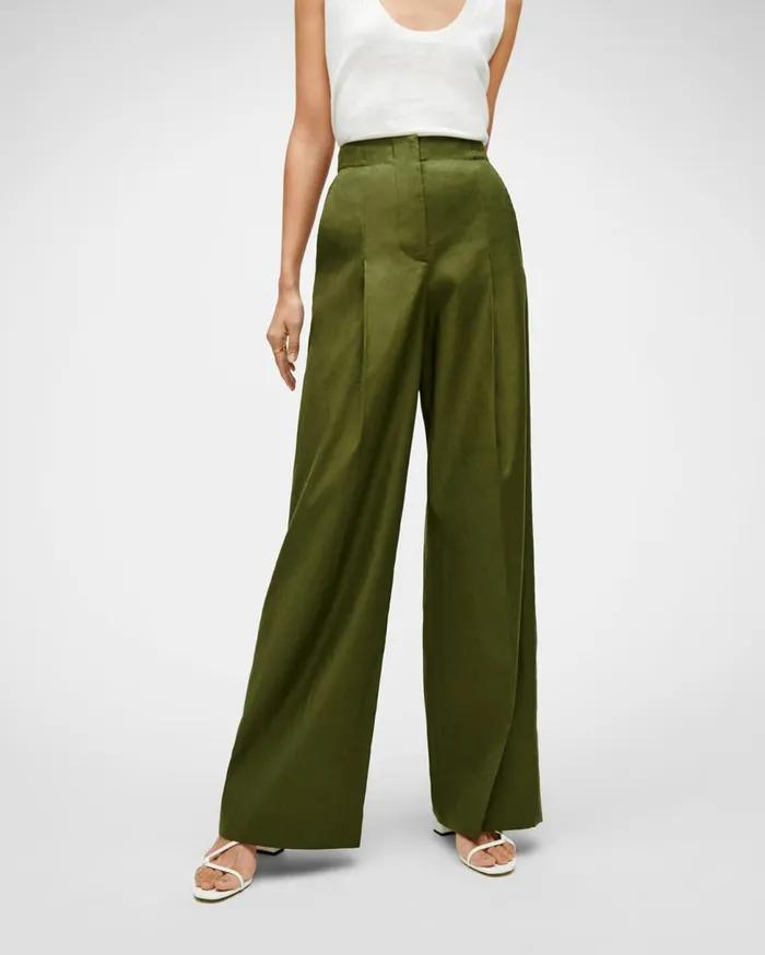 Women 7 For All Mankind Pants High Waist Super Flare Trouser In Military Green