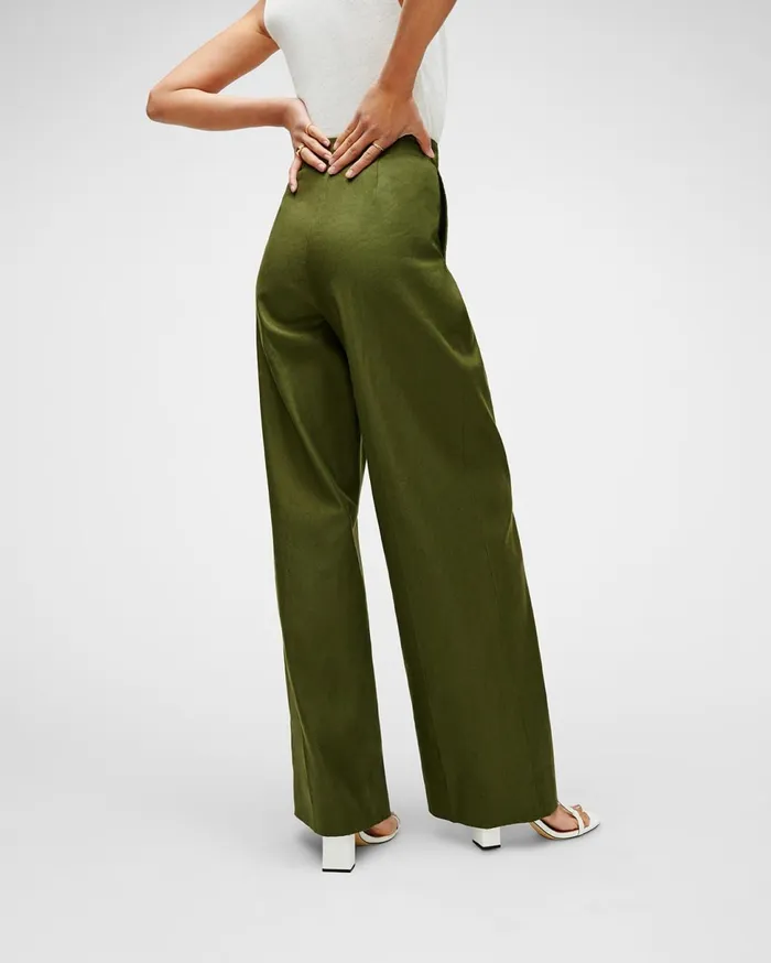 Women 7 For All Mankind Pants High Waist Super Flare Trouser In Military Green
