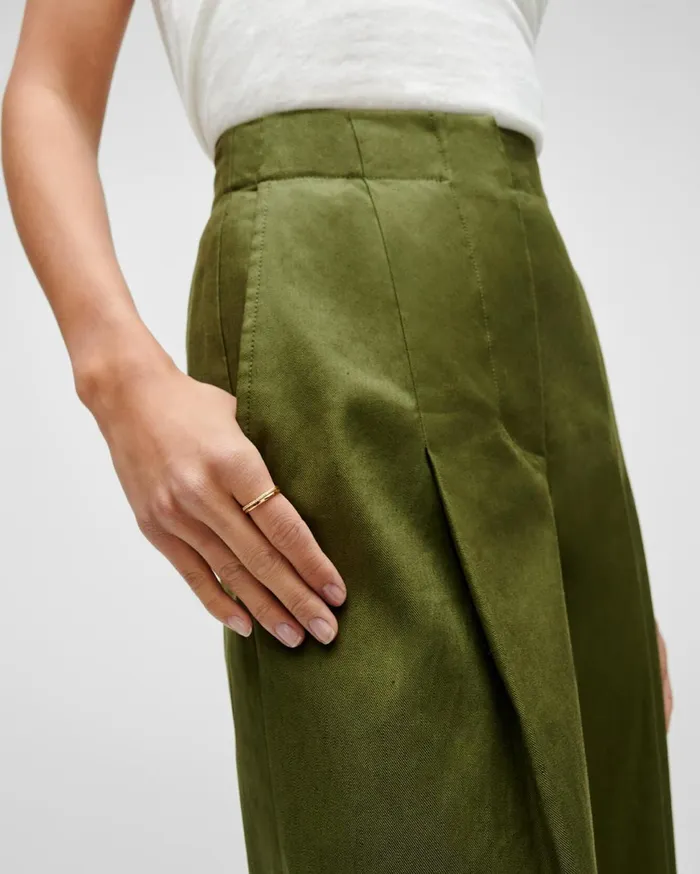 Women 7 For All Mankind Pants High Waist Super Flare Trouser In Military Green