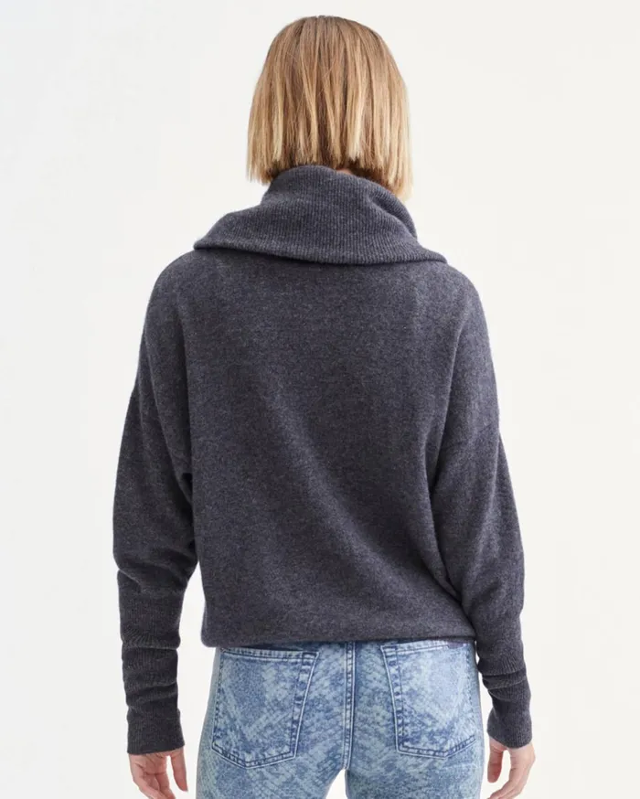 Women 7 For All Mankind Sweaters Cashmere Funnel Neck Sweater In Heather Charcoal