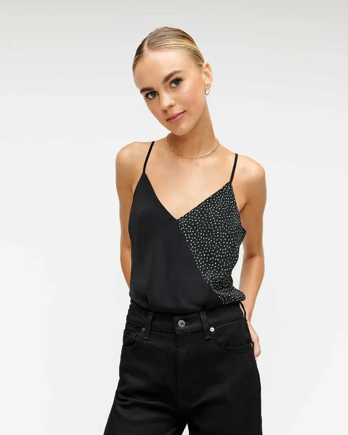 Women 7 For All Mankind Tops CrossFront Cami In Soft WhiteBlack