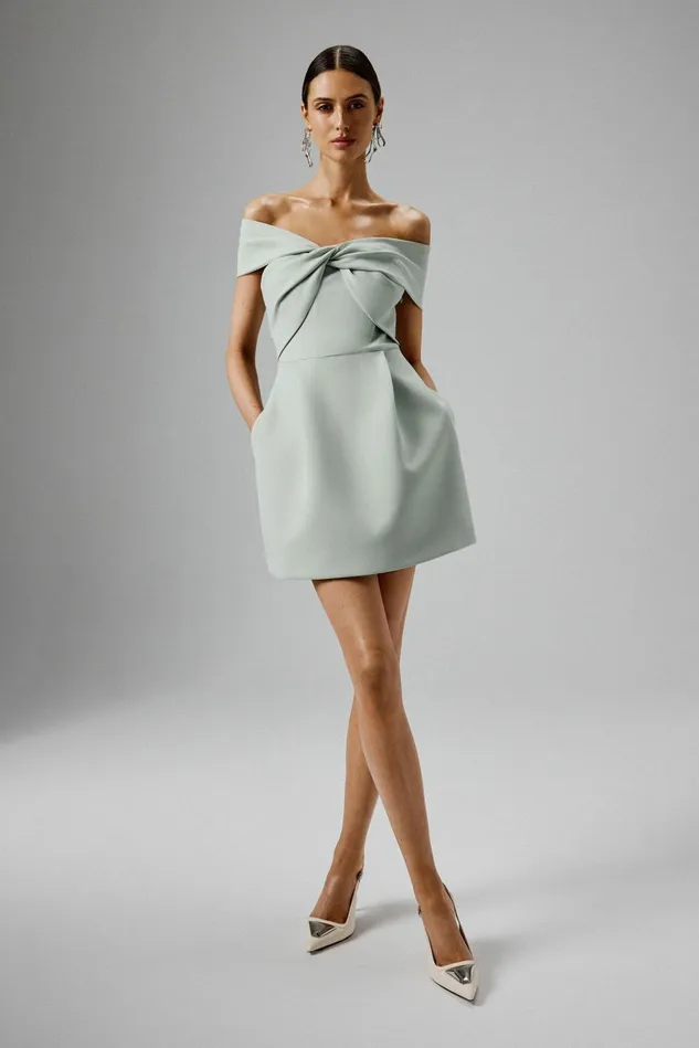 Women ALine Dresses Lavish Alice MILA Twisted One Shoulder Mini Dress In Sage Green Sage Green