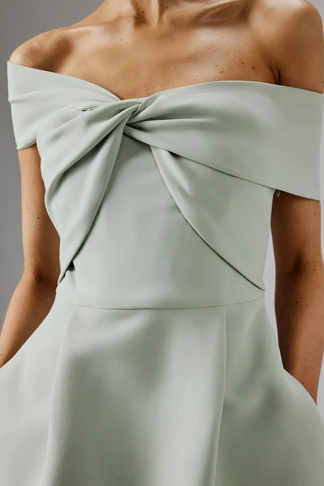 Women ALine Dresses Lavish Alice MILA Twisted One Shoulder Mini Dress In Sage Green Sage Green