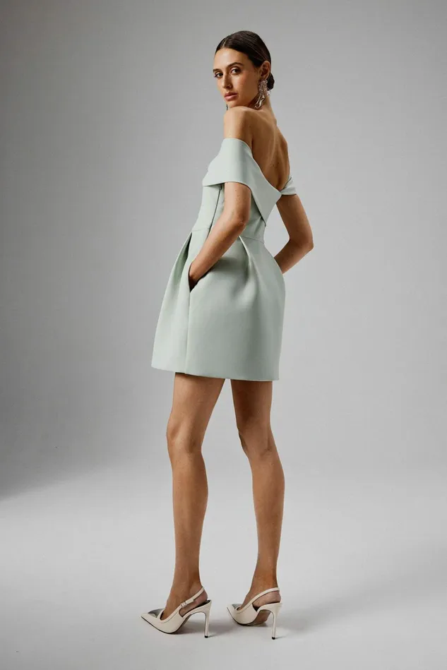 Women ALine Dresses Lavish Alice MILA Twisted One Shoulder Mini Dress In Sage Green Sage Green