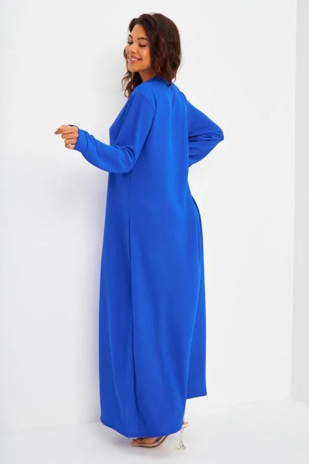 Women Abaya Bleu lectrique Dcollet V Broderie Dore Blue Brentiny Paris Collection Ramadan Women Abaya Bleu lectrique Dcollet V Broderie Dore Blue Brentiny Paris Collection Ramadan