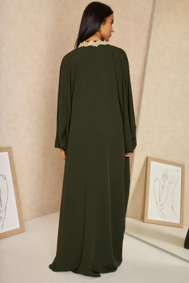 Women Abaya Kaki Manches ChauveSouris Zippe Broderie Dore Khaki Brentiny Paris Collection Ramadan Women Abaya Kaki Manches ChauveSouris Zippe Broderie Dore Khaki Brentiny Paris Collection Ramadan