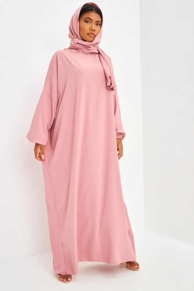 Women Abaya Rose Ample Avec Voile Intgr Brentiny Paris Collection Ramadan