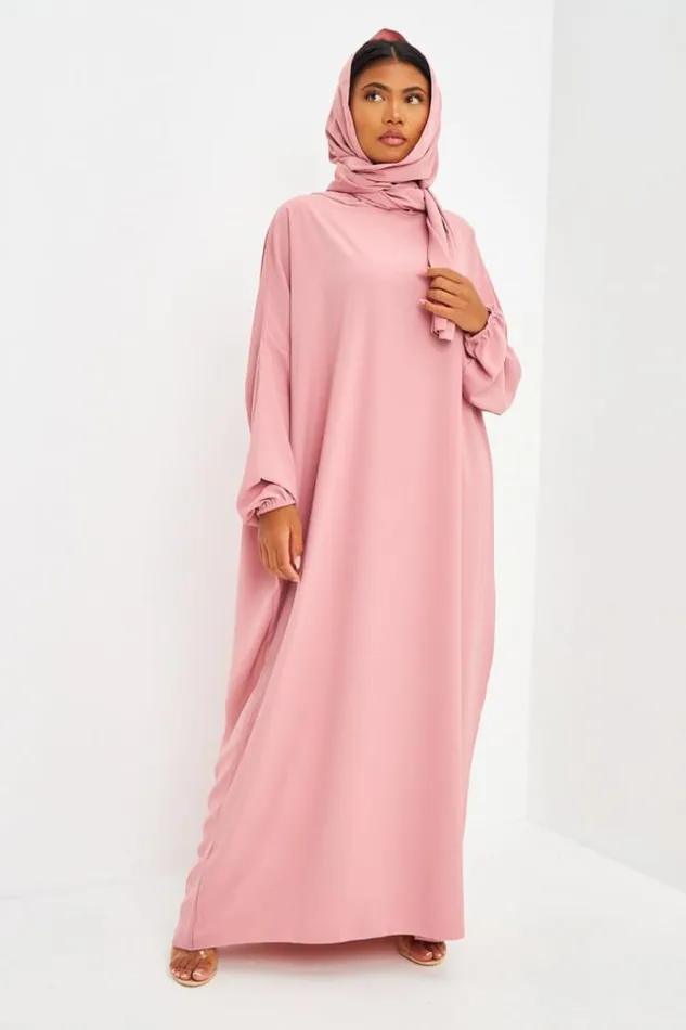 Women Abaya Rose Ample Avec Voile Intgr Brentiny Paris Collection Ramadan