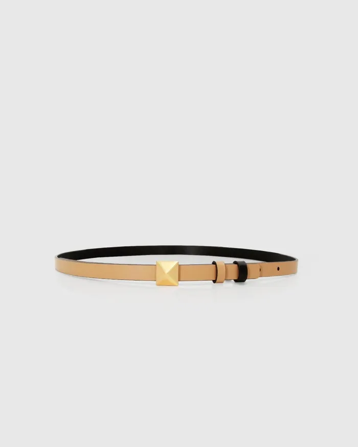 Women Accessories Belle and Bloom Cleopatra Pyramid Stud Leather Belt 8211 TanBlack