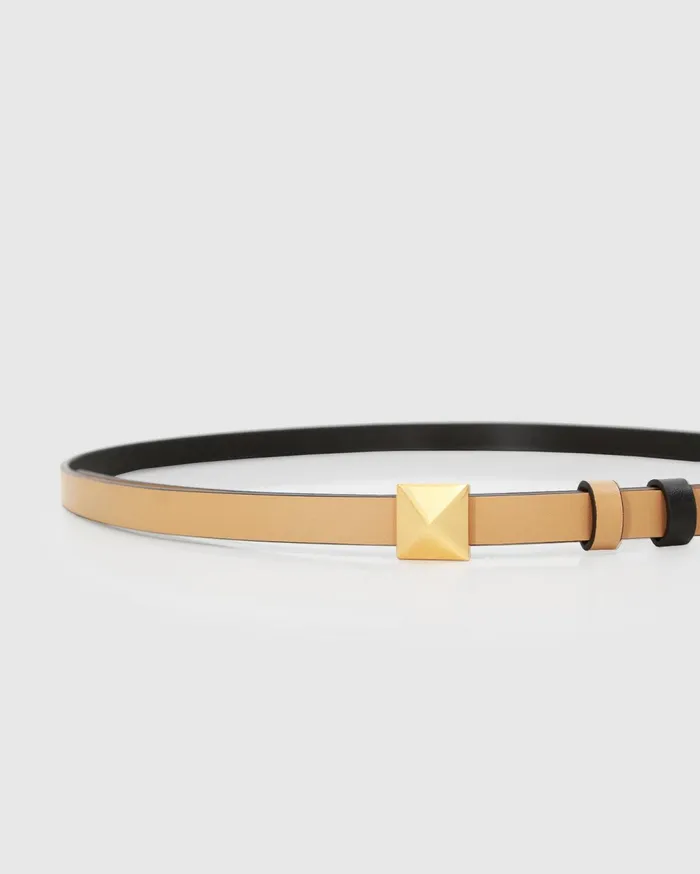 Women Accessories Belle and Bloom Cleopatra Pyramid Stud Leather Belt 8211 TanBlack
