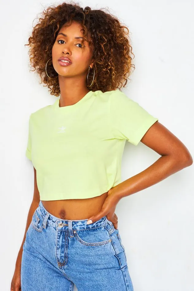 Women Adicolor Essentials Crop Top In Yellow Adidas Yellow Brentiny Paris TShirts