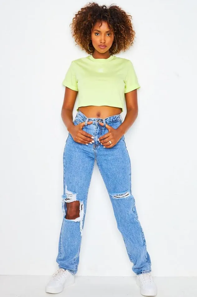 Women Adicolor Essentials Crop Top In Yellow Adidas Yellow Brentiny Paris TShirts