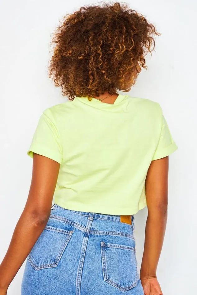 Women Adicolor Essentials Crop Top In Yellow Adidas Yellow Brentiny Paris TShirts