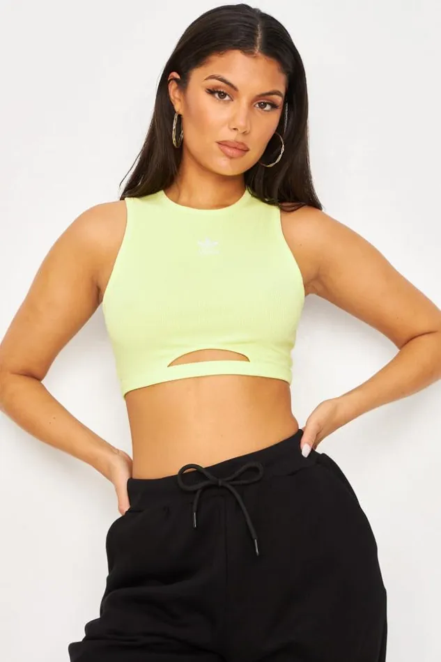 Women Adicolor Essentials Rib Ribbed Tank Top In Yellow Adidas Yellow Brentiny Paris Top And Tank Tops
