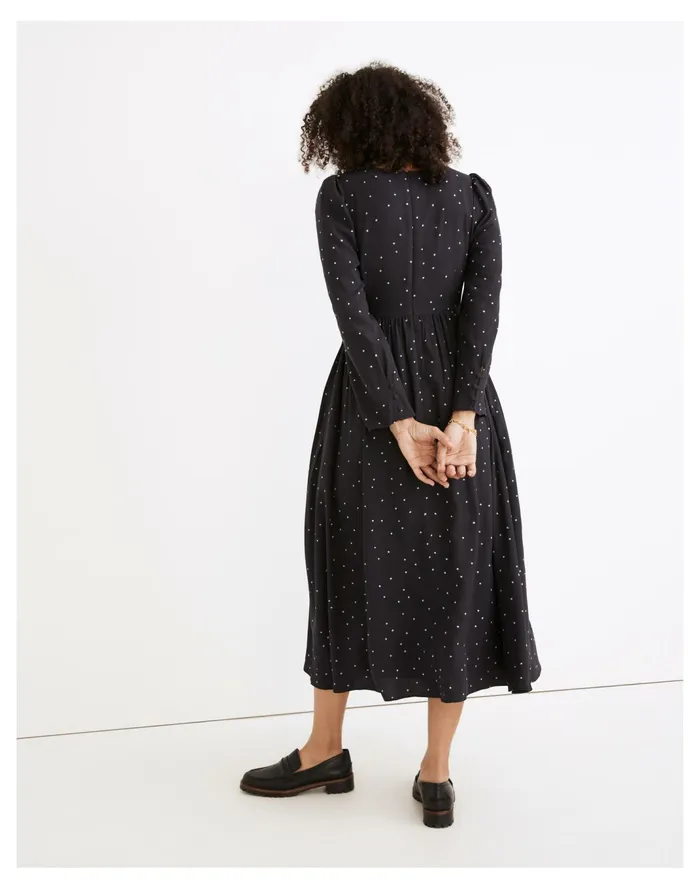 Women Alicia Long Sleeve Scoopneck Midi Dress In Night Stars Night Vision Madewell Dresses Women Alicia Long Sleeve Scoopneck Midi Dress In Night Stars Night Vision Madewell Dresses