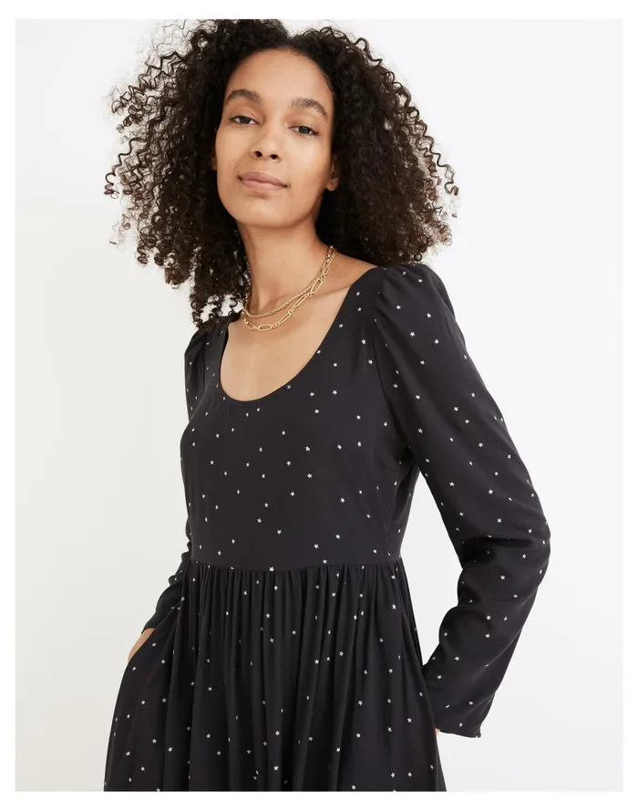 Women Alicia Long Sleeve Scoopneck Midi Dress In Night Stars Night Vision Madewell Dresses Women Alicia Long Sleeve Scoopneck Midi Dress In Night Stars Night Vision Madewell Dresses