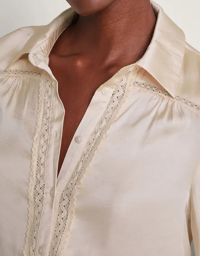 Women Alma Satin Lace Blouse Ivory Monsoon Tops and Blouses
