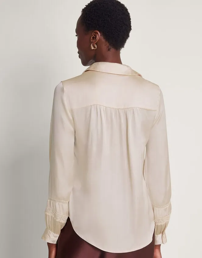 Women Alma Satin Lace Blouse Ivory Monsoon Tops and Blouses