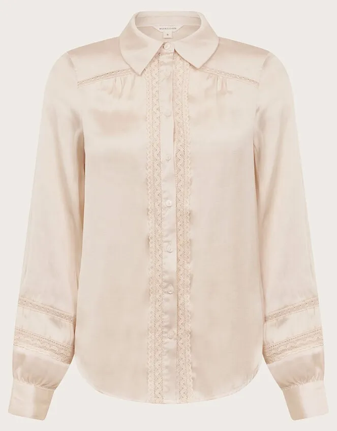 Women Alma Satin Lace Blouse Ivory Monsoon Tops and Blouses