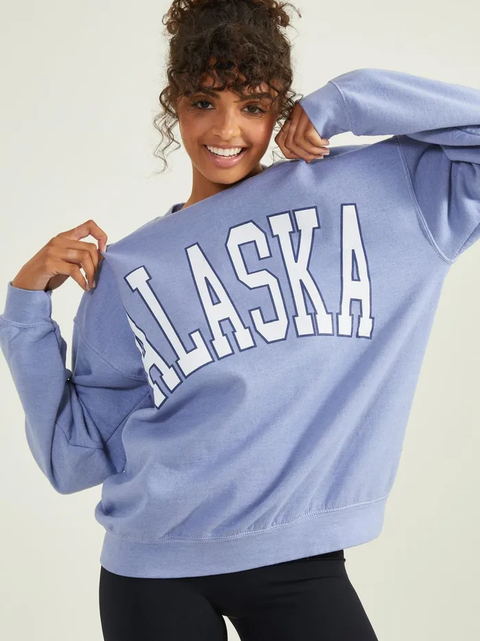 Women Altar039d State Activewear Alaska Graphic Sweatshirt Blue