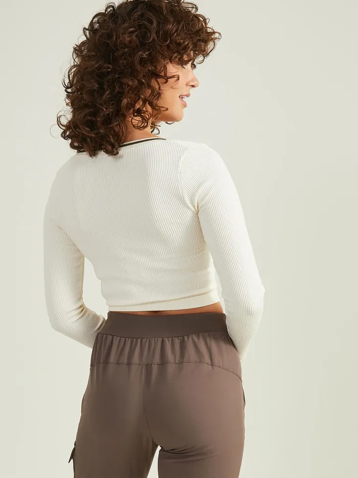 Women Altar039d State Activewear Love Triangle Cropped Top Ivoryolive