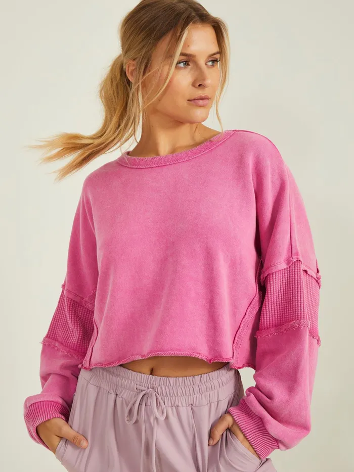 Women Altar039d State Activewear Missing Piece Cropped Pullover Magenta