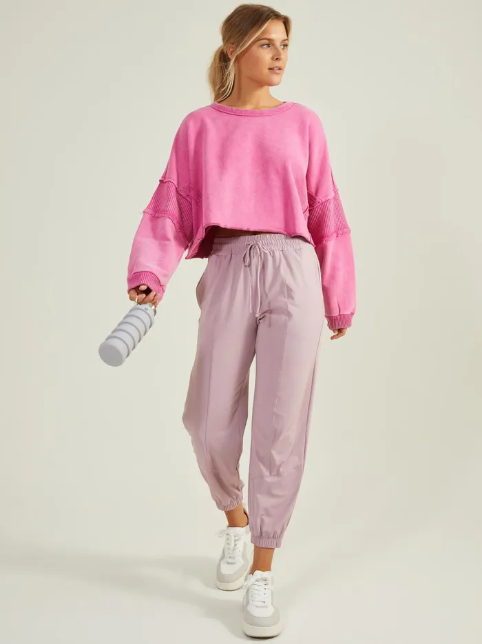 Women Altar039d State Activewear Missing Piece Cropped Pullover Magenta