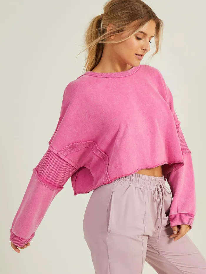 Women Altar039d State Activewear Missing Piece Cropped Pullover Magenta
