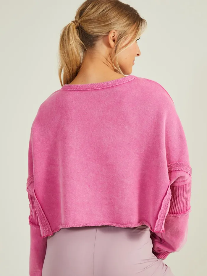 Women Altar039d State Activewear Missing Piece Cropped Pullover Magenta