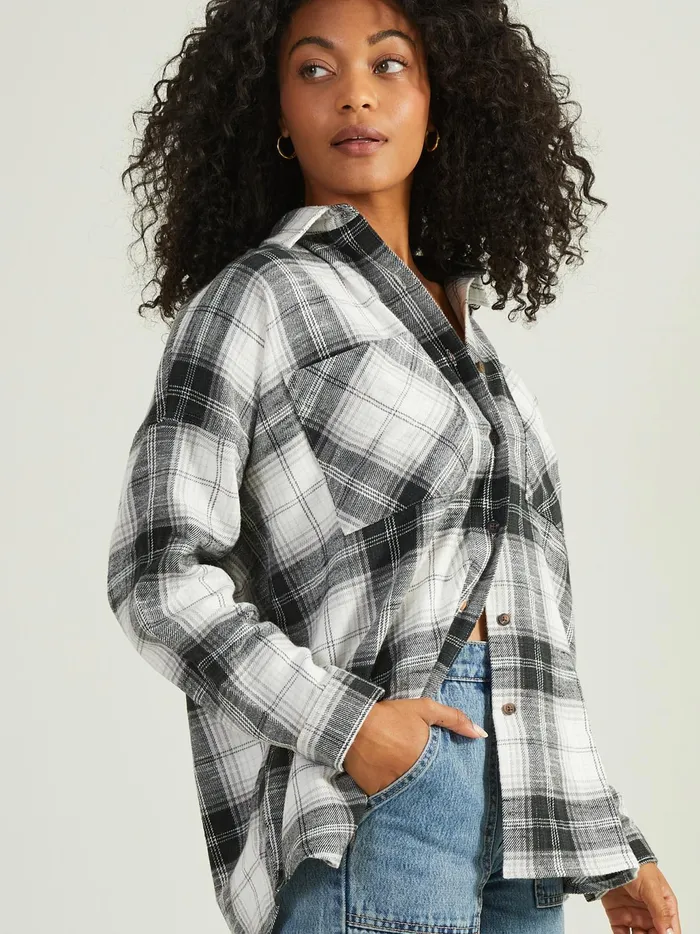 Women Altar039d State Blouses Haisley Plaid Flannel Blackcream
