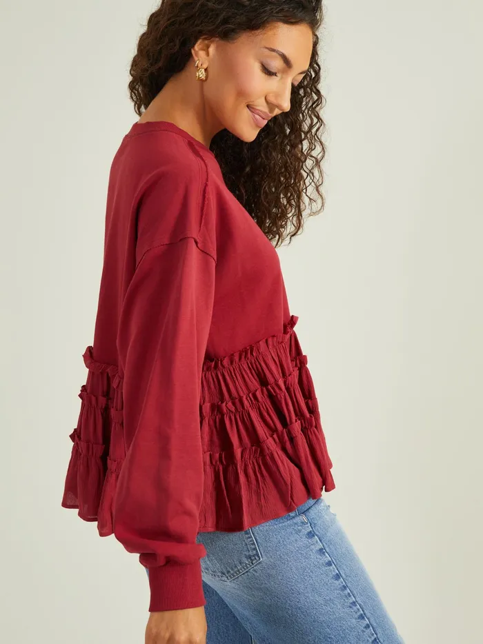 Women Altar039d State Blouses Harow Peplum Top Wine