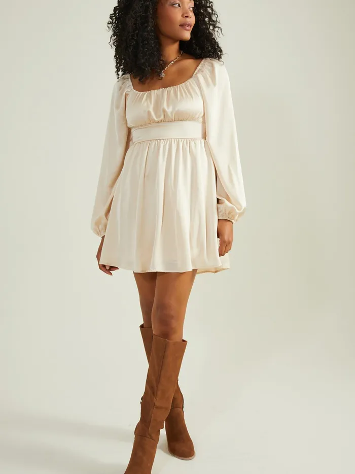 Women Altar039d State Casual Alisha Satin Mini Dress Champagne