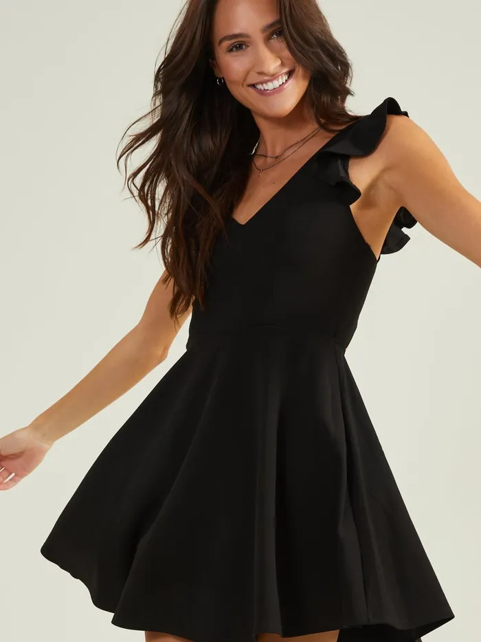 Women Altar039d State Casual Cassie Flutter Sleeve Mini Dress Black