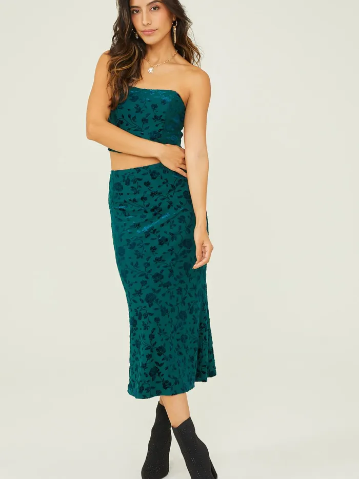 Women Altar039d State Corsets Alyse Floral Velvet Corset Top Forestgreen