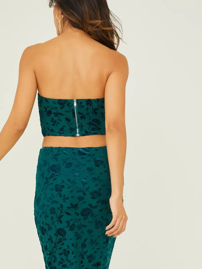Women Altar039d State Corsets Alyse Floral Velvet Corset Top Forestgreen