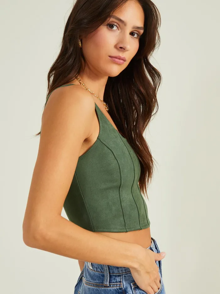 Women Altar039d State Corsets Kaelie Suede Corset Top Forest