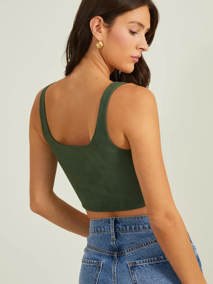 Women Altar039d State Corsets Kaelie Suede Corset Top Forest