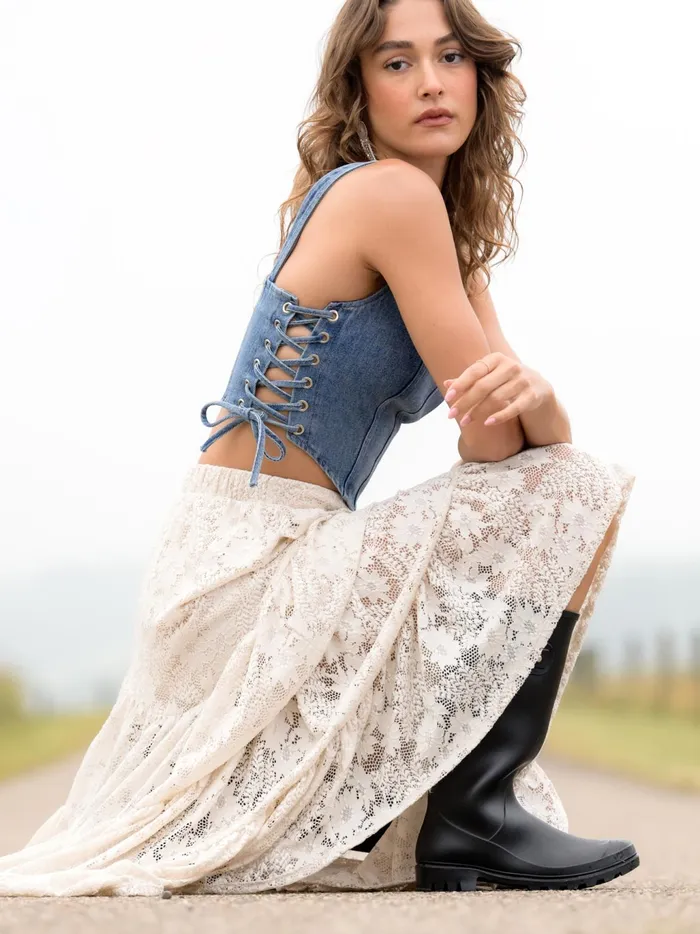 Women Altar039d State Corsets Sage Denim Corset Top Denim