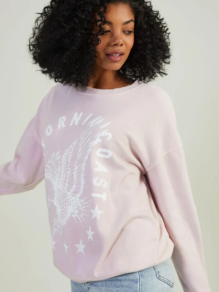 Women Altar039d State Graphics California Coast Oversized Sweatshirt Lilac
