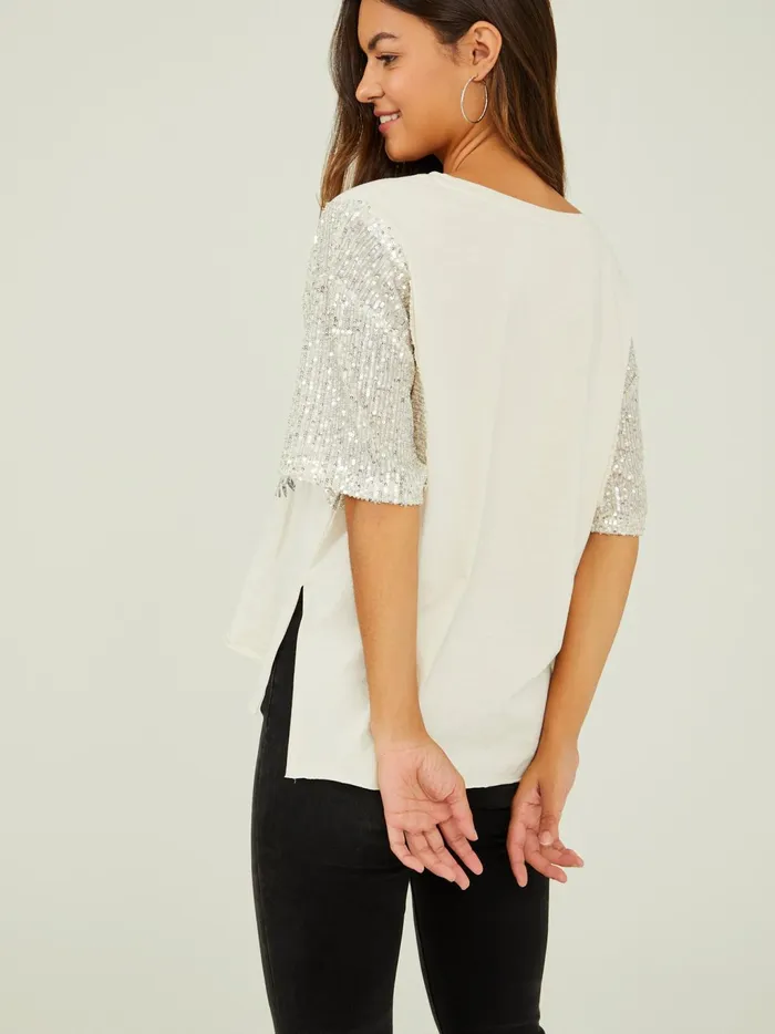 Women Altar039d State Graphics Nashville Sequin Oversized Tee Arcticwolf