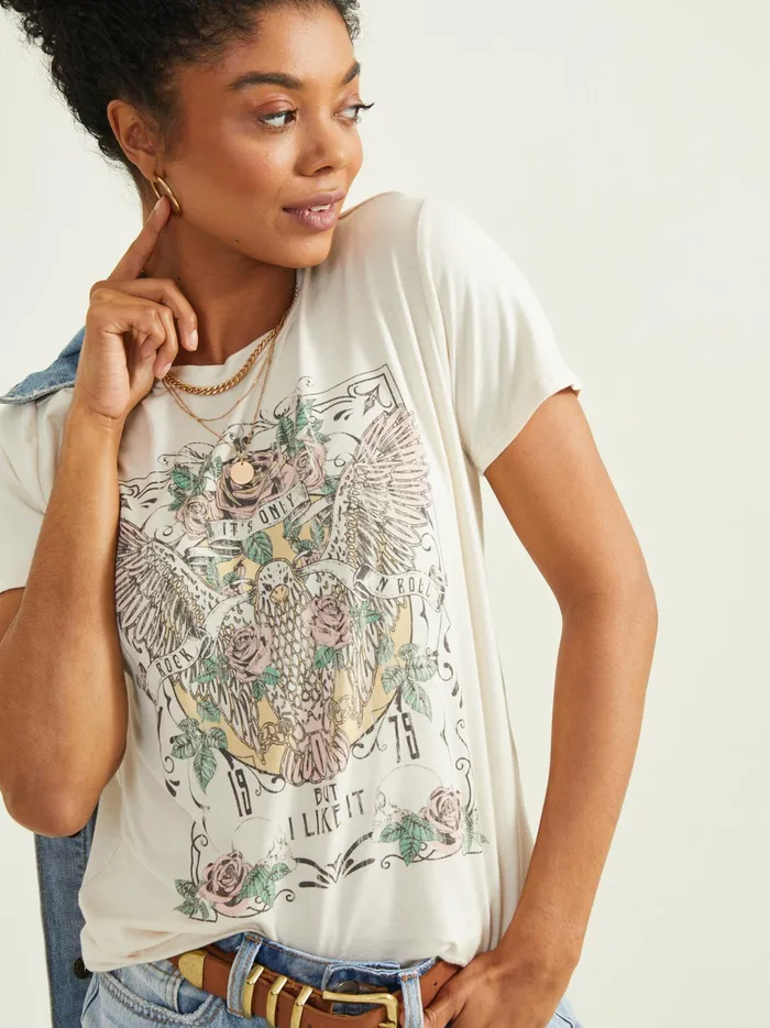 Women Altar039d State Graphics Rock N Roll Graphic Tee Oat