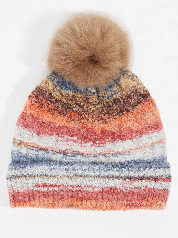 Women Altar039d State Hats Lauren Knitted Pompom Beanie Taupe