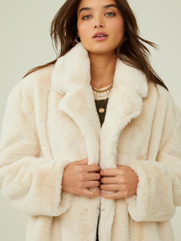 Women Altar039d State Jackets Toni Long Fur Jacket Cream