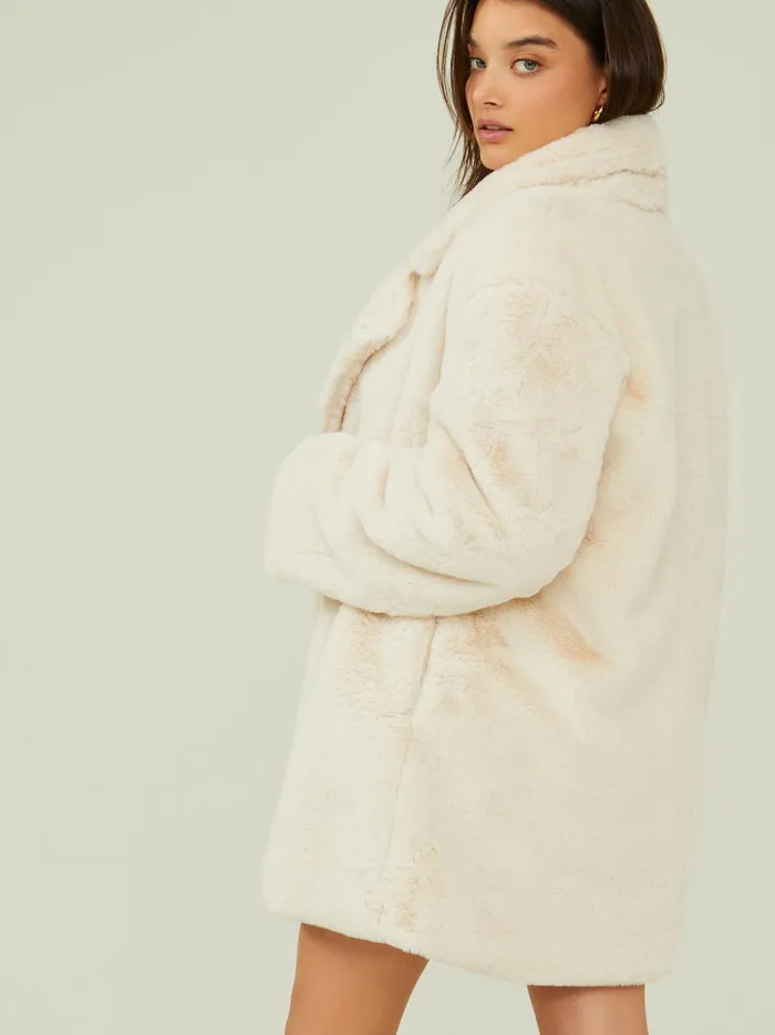 Women Altar039d State Jackets Toni Long Fur Jacket Cream